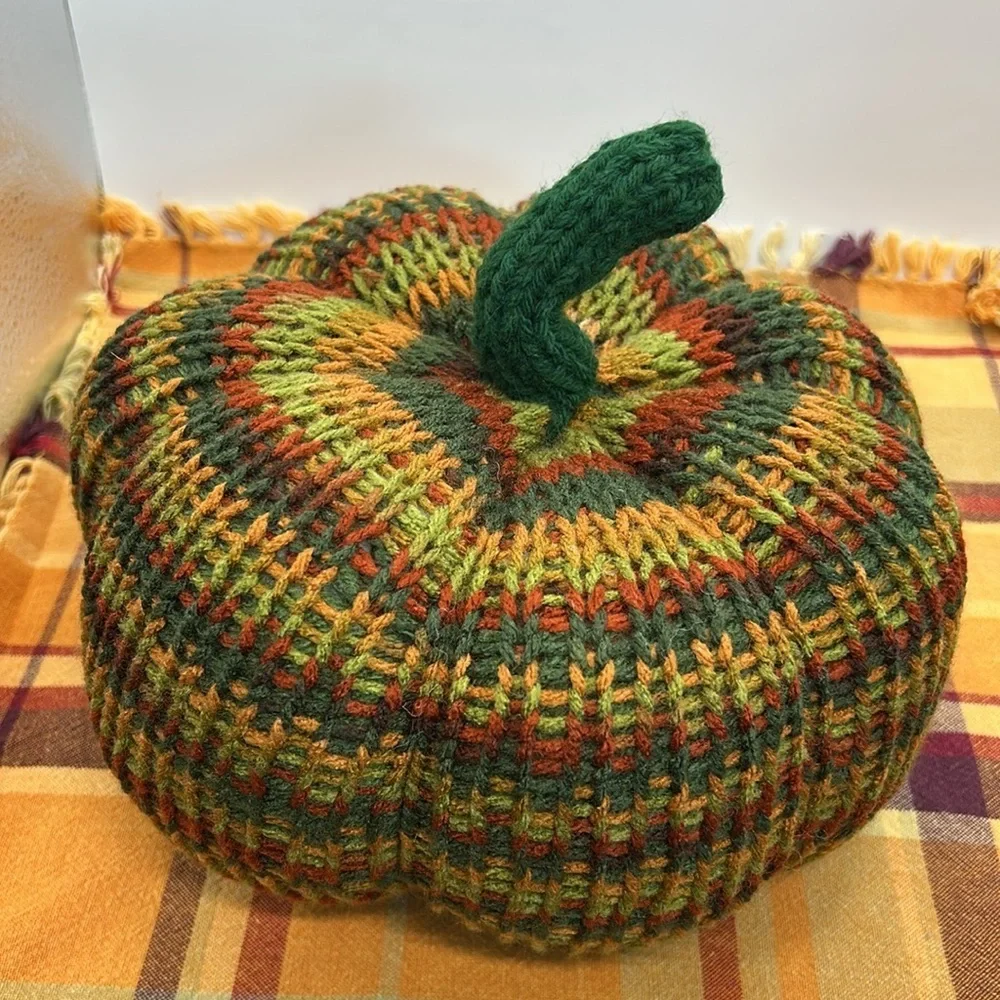 Multicolor Handmade Knit Pumpkin Decor